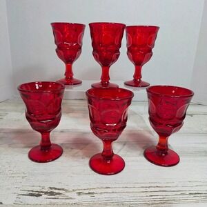 Fostoria Argus Ruby Red WineGlass Goblet 4.75" 4oz Set of 6 Henry Ford Museum